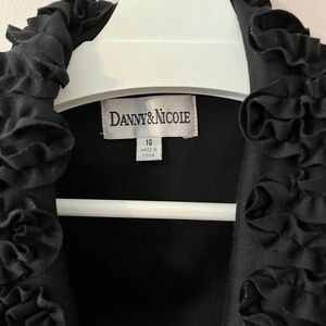 Black long with flower collar buttons up the front, stylish